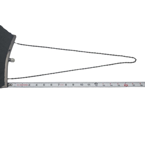 Black Lace Evening Clutch Purse Shoulder Bag Rhinestone Closure Chain Strap - Picture 7 of 7